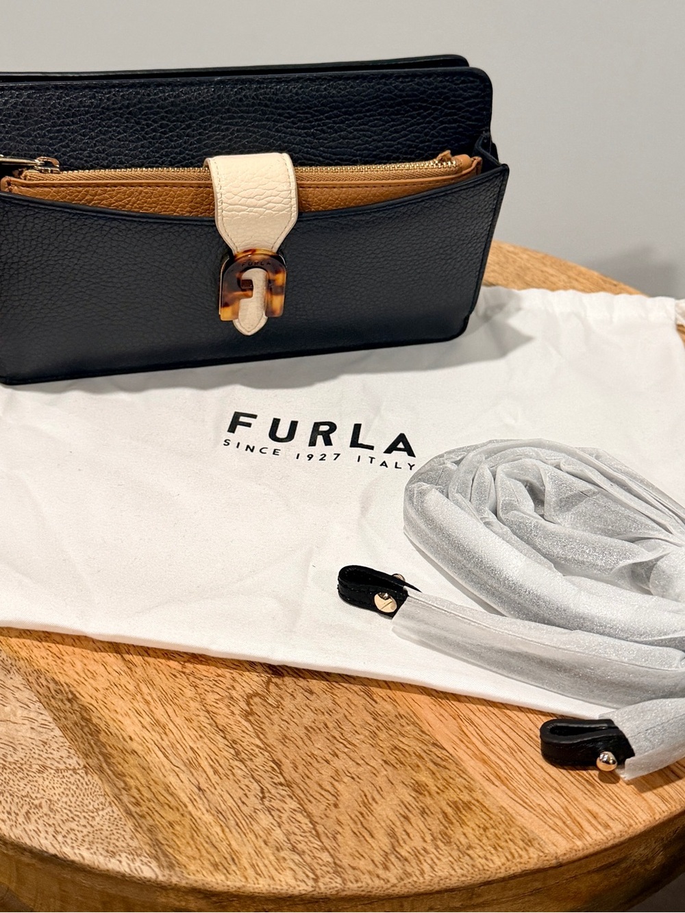Furla Black Leather Sofia Mini Shoulder Bag